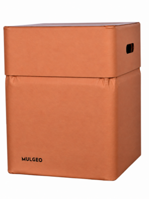MULGEO H46 Box-Chair in Clay with lid and side handle on a white background