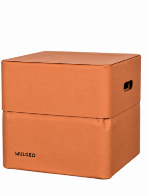 MULGEO H34 Box-Chair in Clay with lid and side handle on a white background