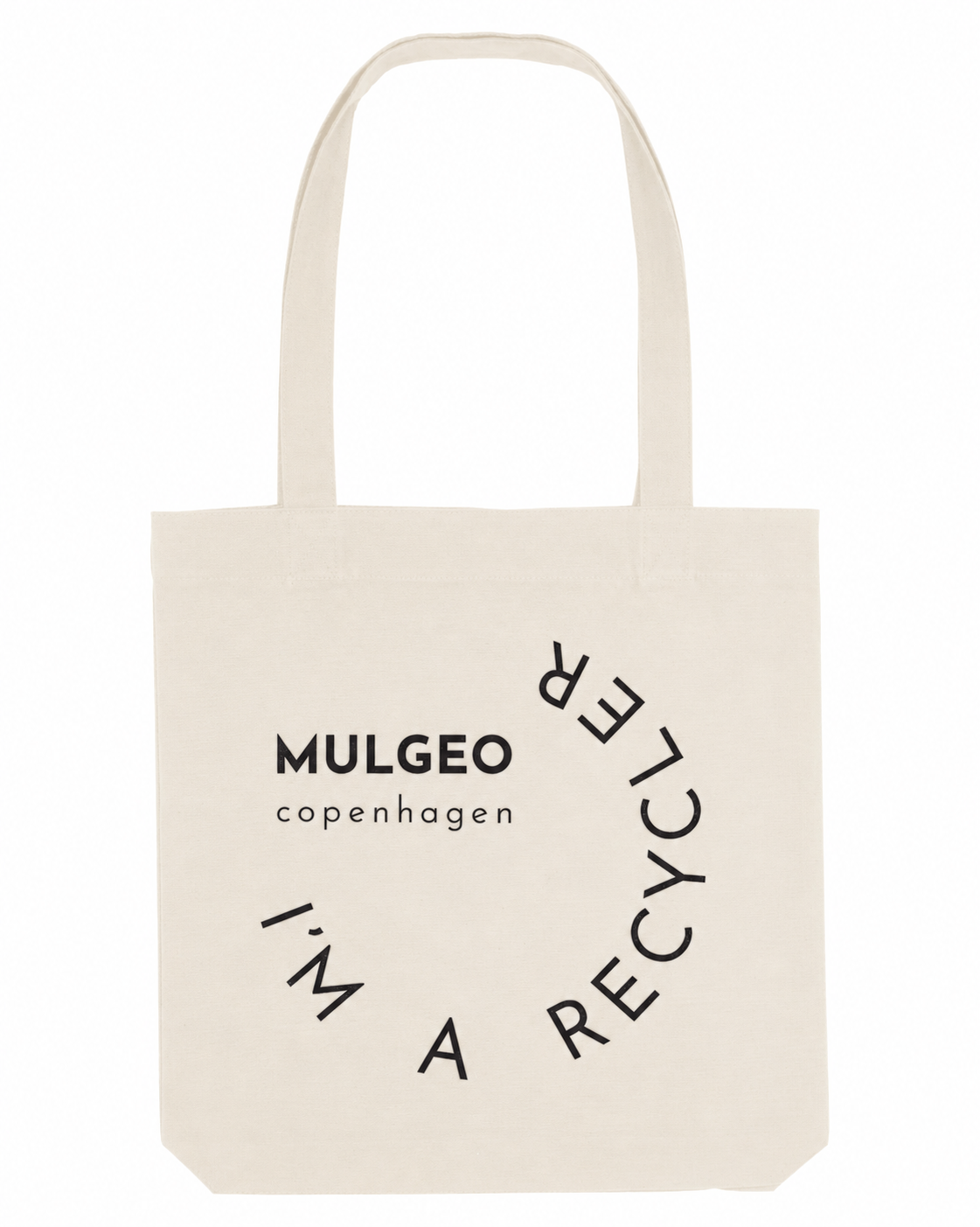 Natural MULGEO STAU760 recycled tote bag with “I am a recycler” print
