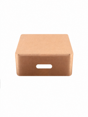 MULGEO natural cardboard lid with a closed top and side handle opening
